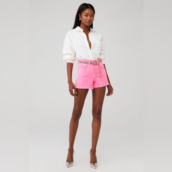 NWT Good American Women's Good '90s Shorts in Hawaiian Pink Size 16 - Picture 1 of 3